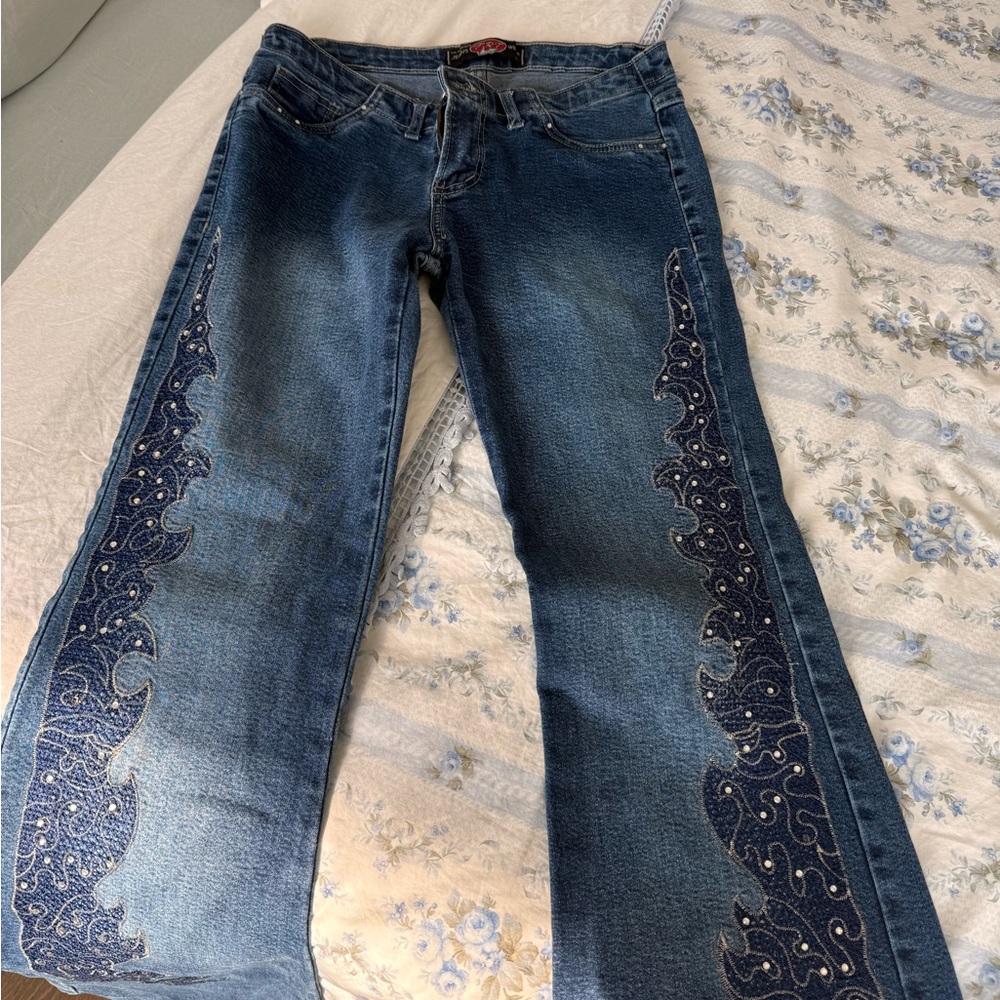 Embroidered Blue Jeans